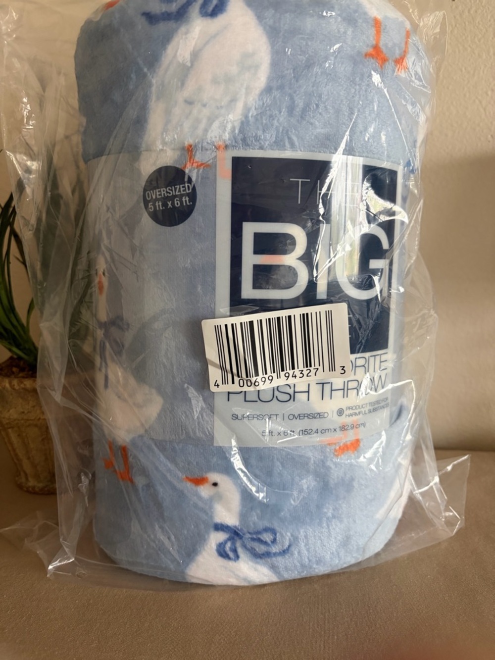 NEW Blue Silly Goose Print Plush Throw Blanket Kohl’s - Picture 2 of 4